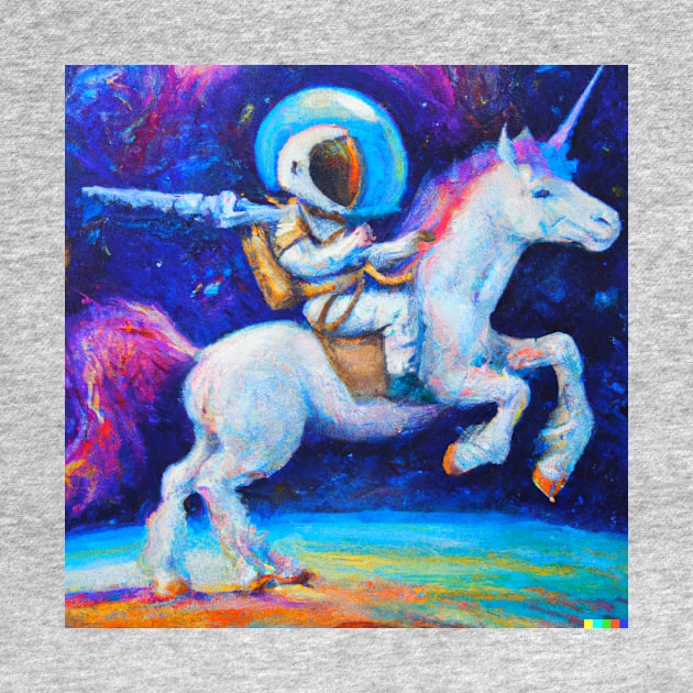 Astronaut riding unicorn by Tee-Short